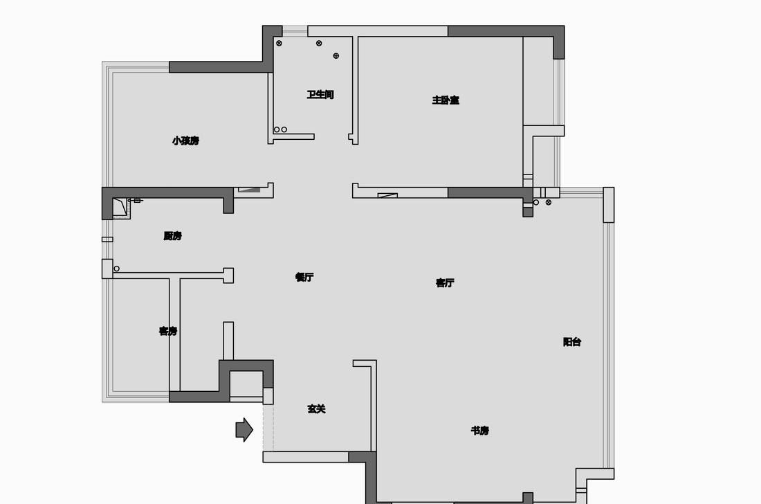 县城四房改三房,黑白灰风格焕新家的艺术丨郝泽伟设计工作室-5