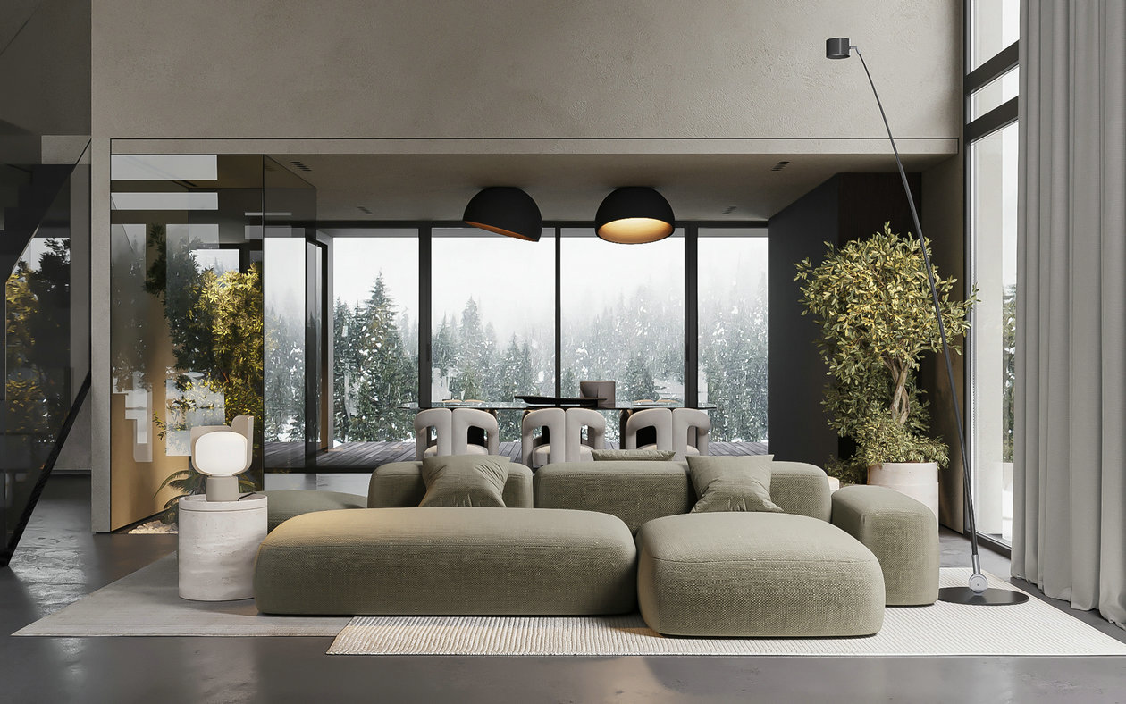 水泥灰+绿色居住空间设计-1