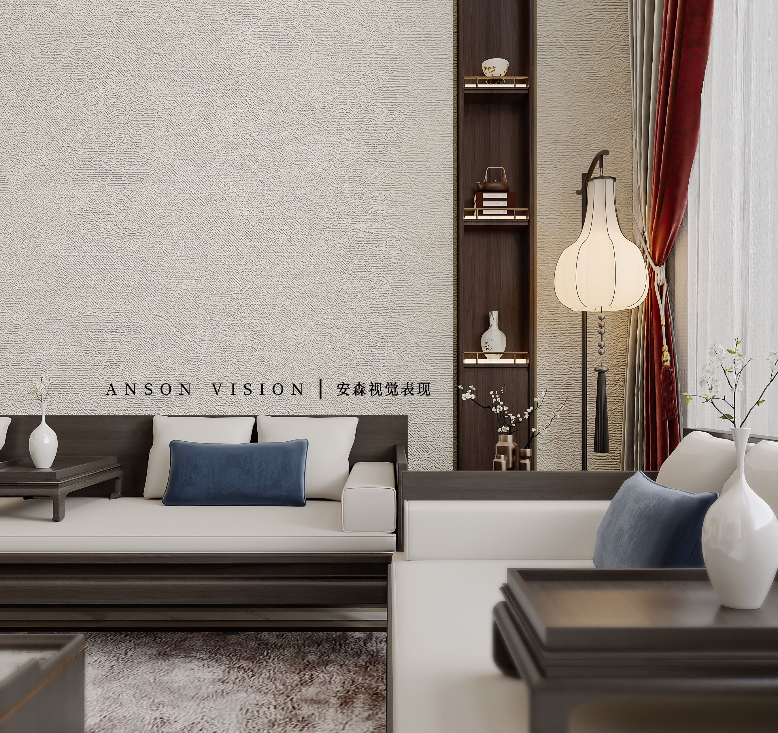新中式别墅效果表现丨Ansonvision·蒙头睡-5