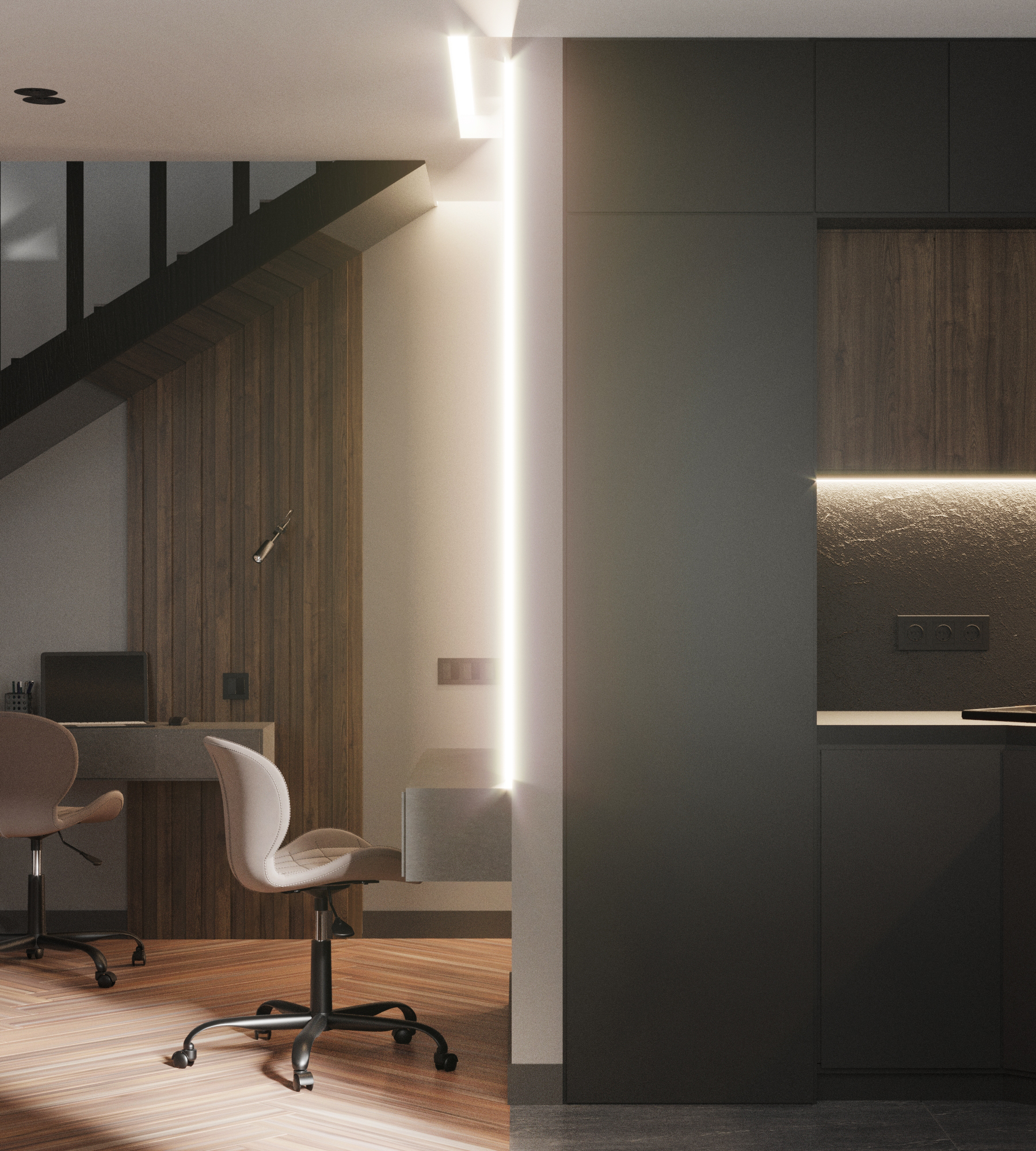 厨房客厅室内设计丨爱沙尼亚丨Vitalii Baskakov-6