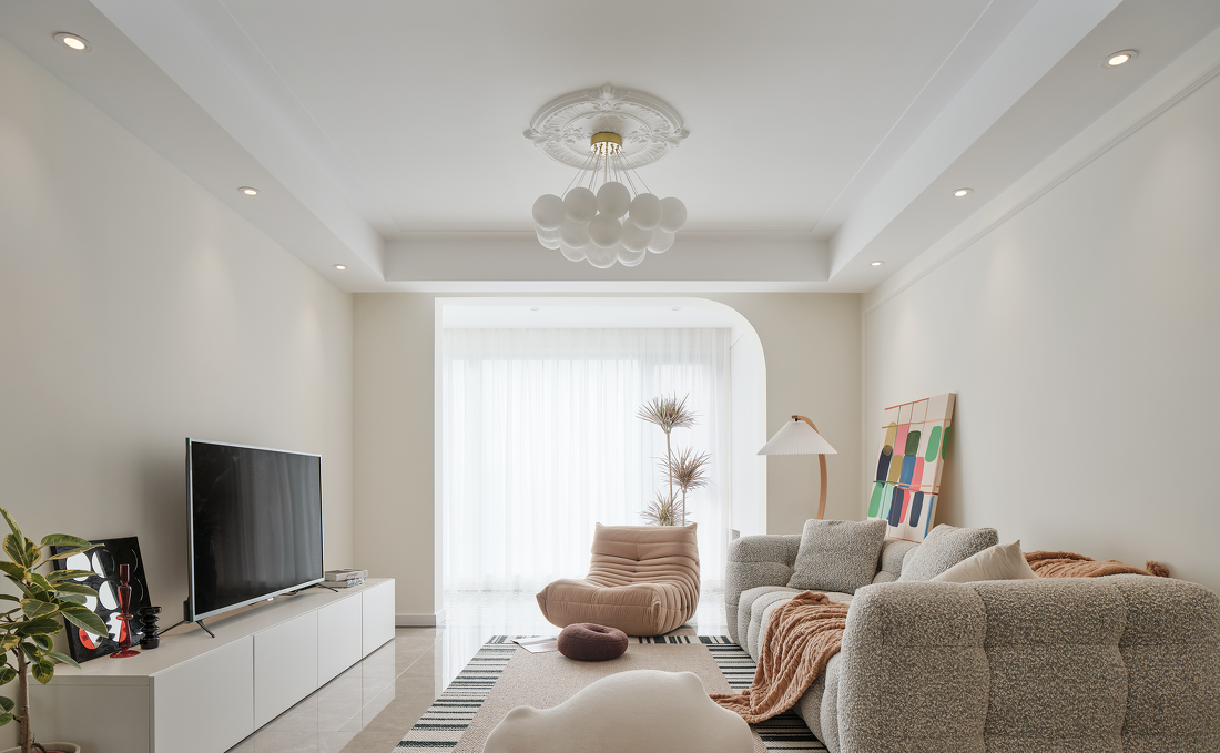 现代奶油风三口之家改造-3