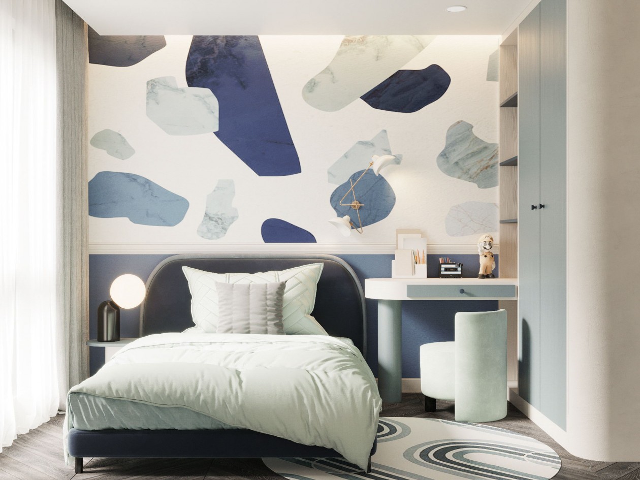 蓝色+白色 构造凉爽舒适的住宅空间-15