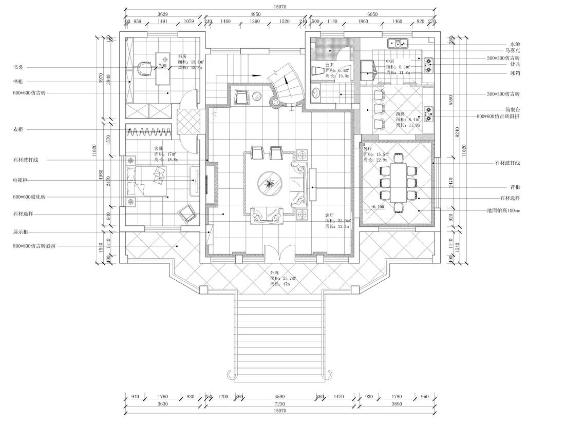 
法式欧式新中式别墅设计作品王文泉89 -9