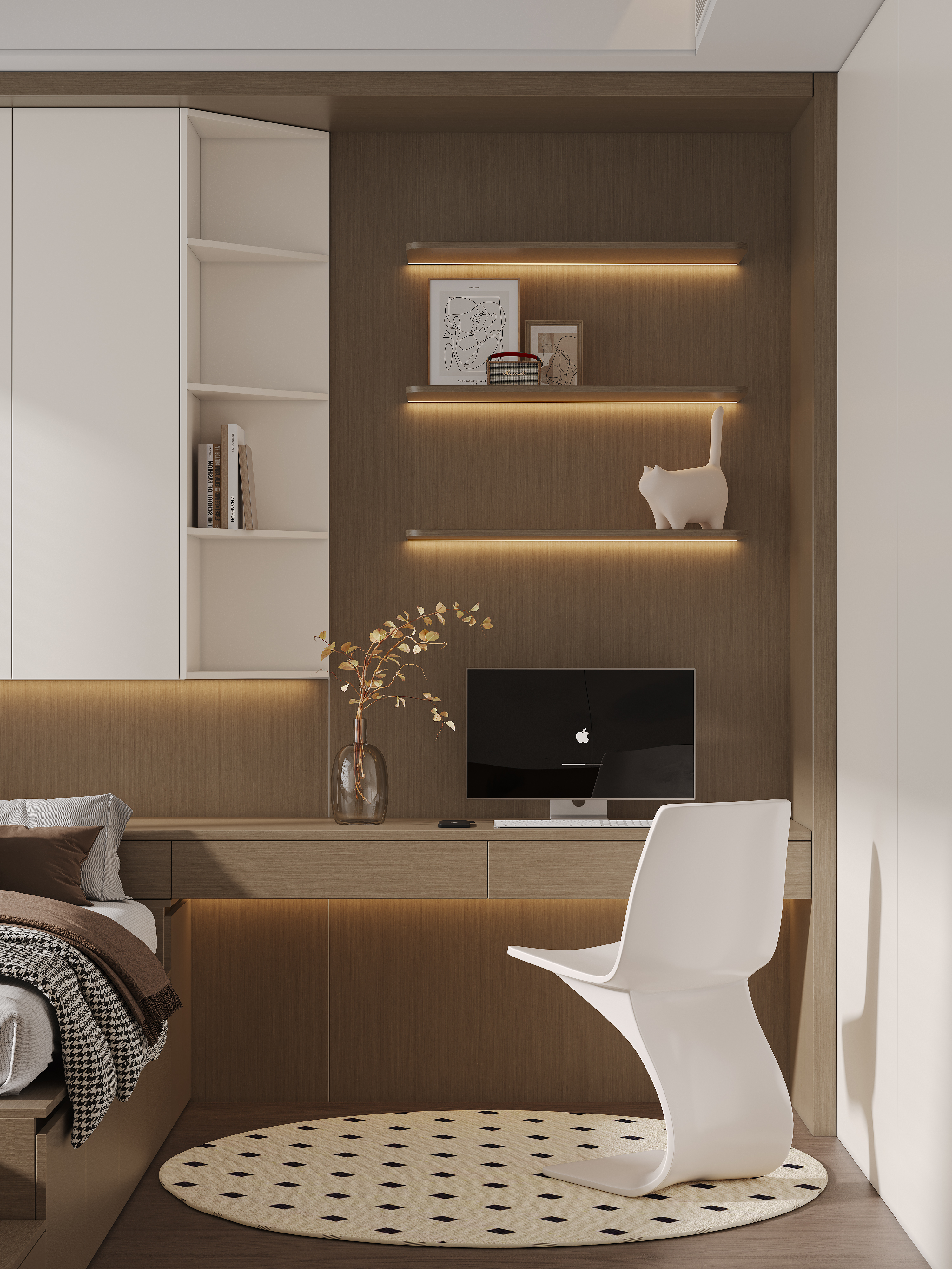 焦糖奶油色系榻榻米空间设计-11