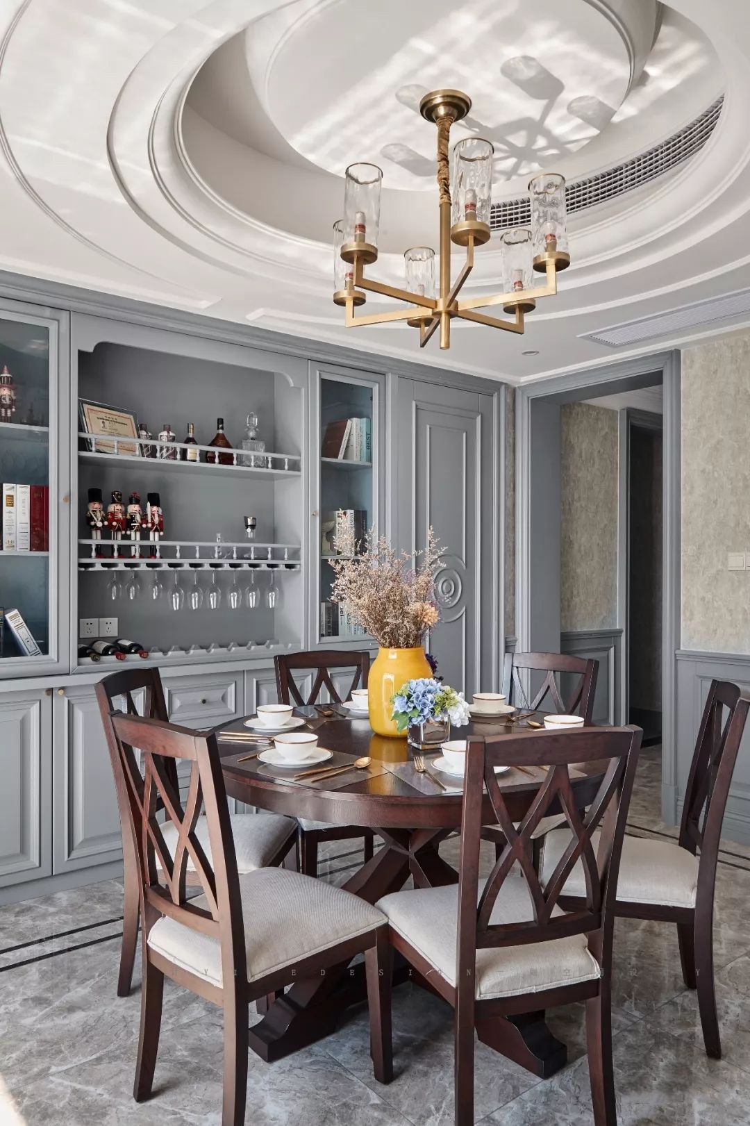 金都西花庭美式雾霾蓝别墅设计丨赵艺哲设计团队-16