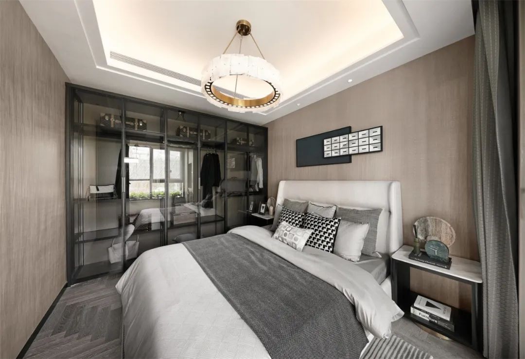 烟台万科翡翠长安样板间 | 抹茶色遇见黑灰色，简约至美-50