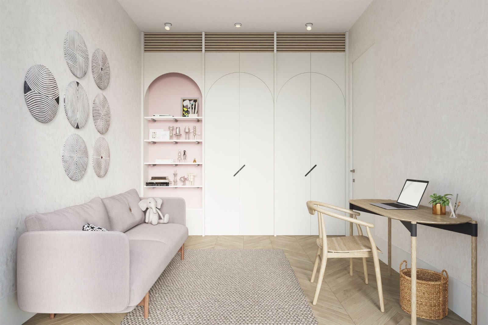 莫斯科 75㎡度假风住宅 | 木质感拱门，藤编元素的温馨空间-7