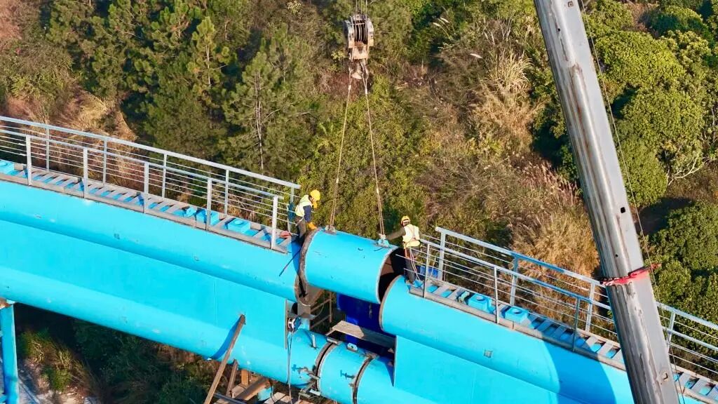 全国在建高铁最大跨度连续系杆拱主体完工-6