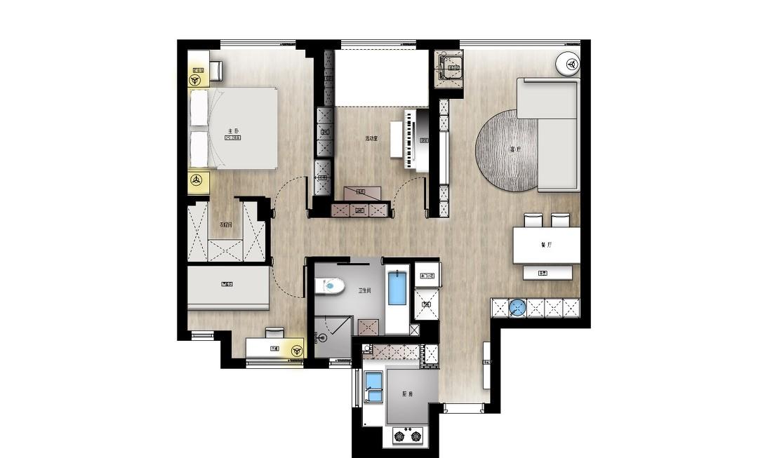 上北设计丨平层丨北京到杭州的四口之家-0