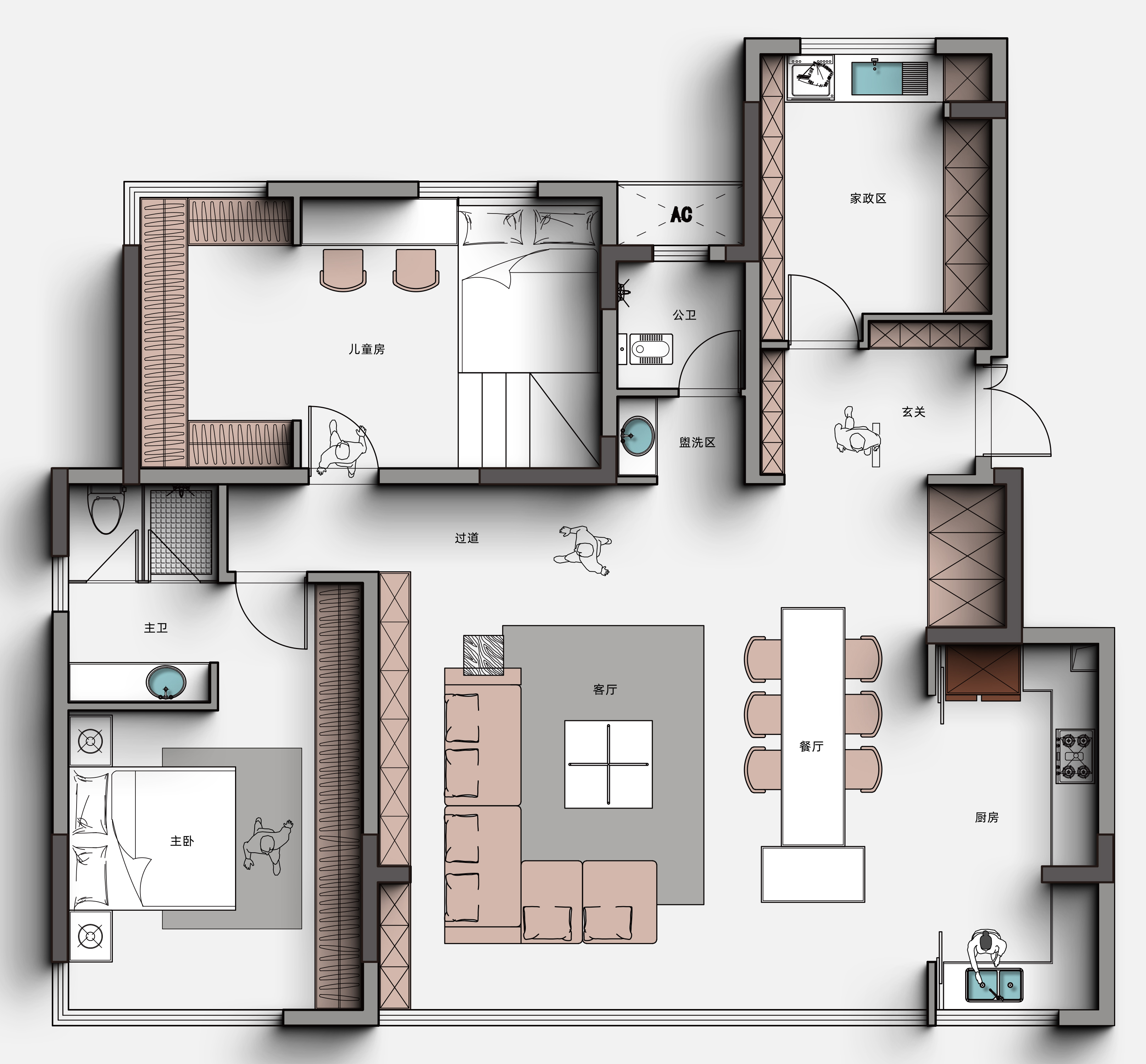 128㎡黑胡桃侘寂风：身居简素，黯然亦安然-17