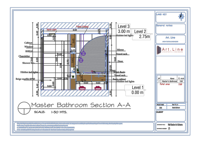 Master Bathroom Interior Design & Shop Drawing-7