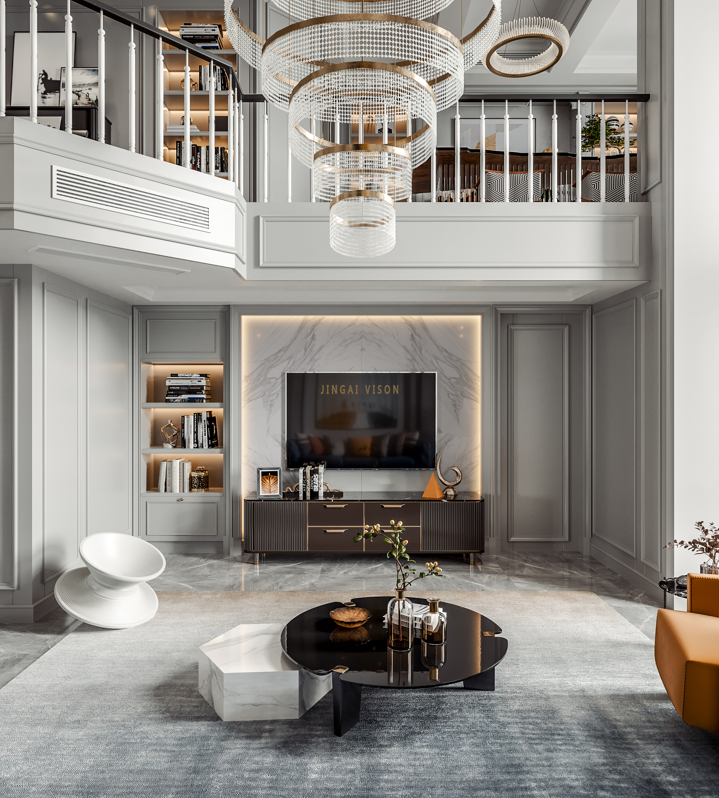 现代法式客厅设计，展现浪漫与优雅-2