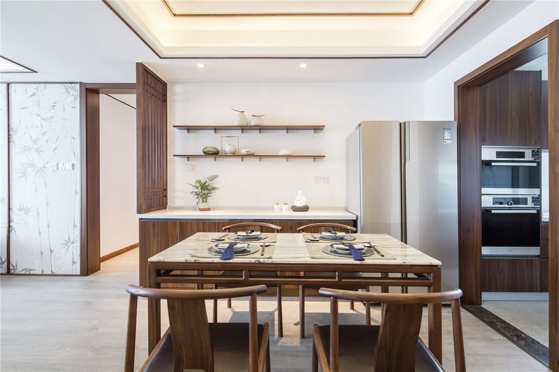 新中式风格家居设计 | 胡桃木与蓝色调的东方美学-4