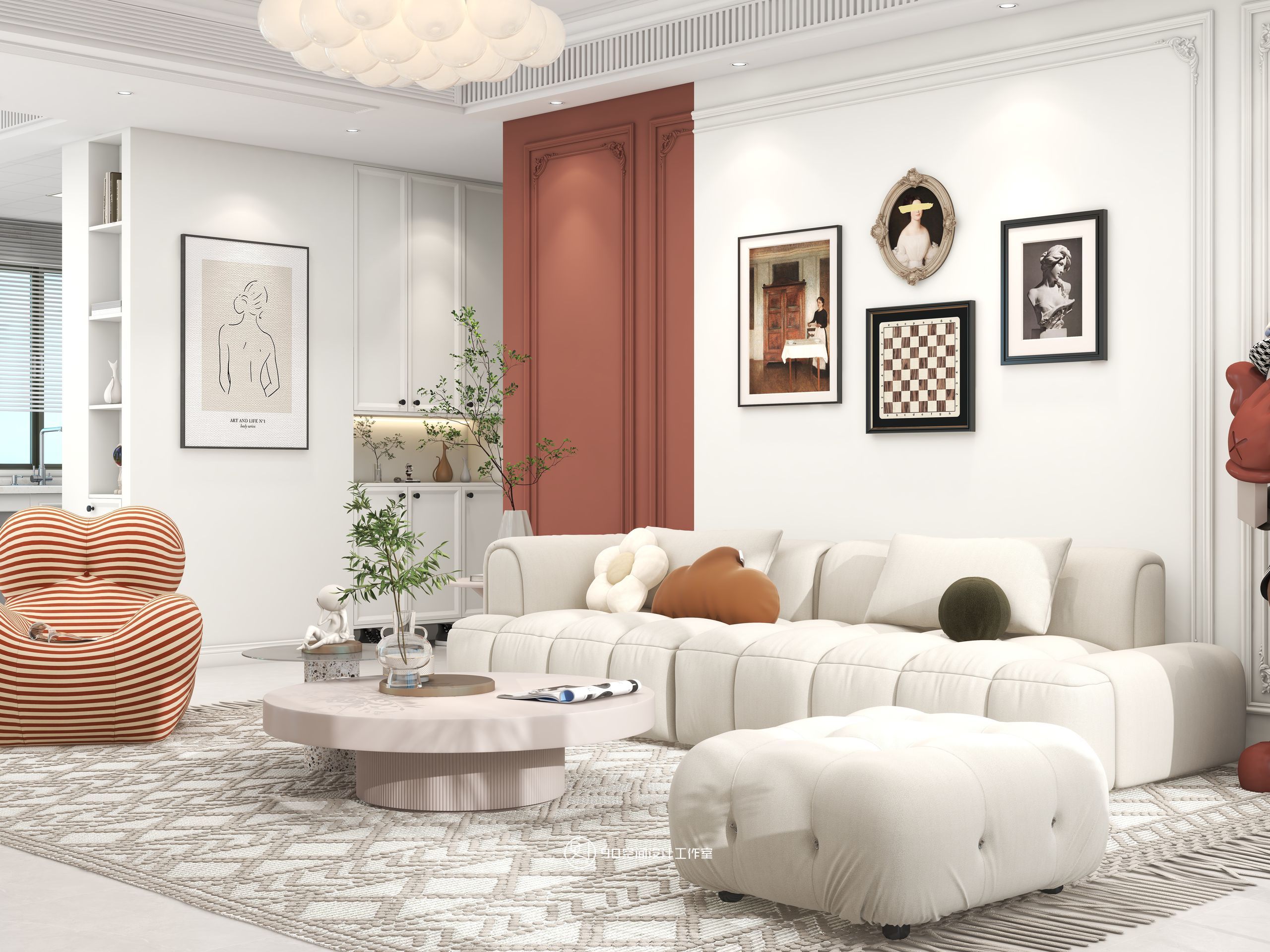 125㎡法式风,寻找家中氛围感丨90空间设计-9