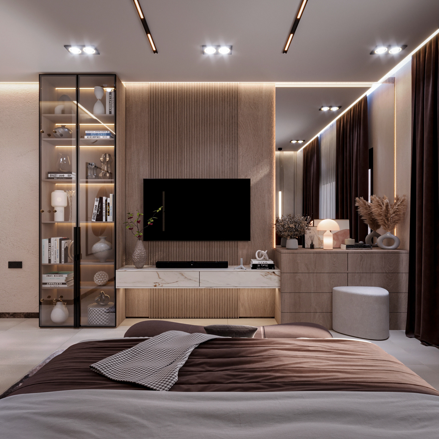 Brown Master卧室及梳妆区设计丨沙特阿拉伯-7