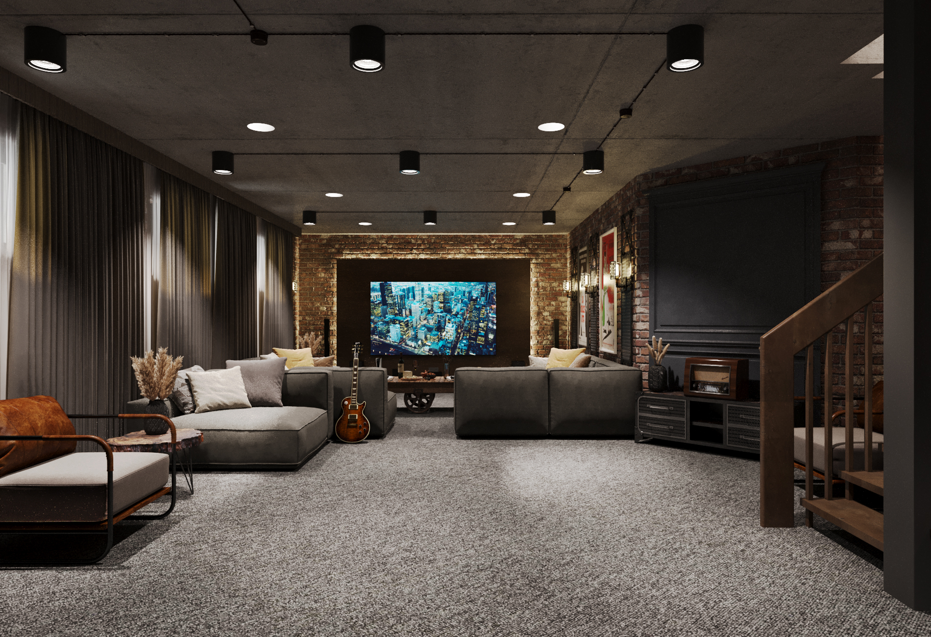 Design project- home theater in the basement floor.-1