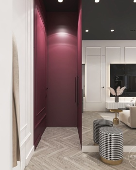 现代经典风带酒红色调室内项目丨波兰埃尔布隆格