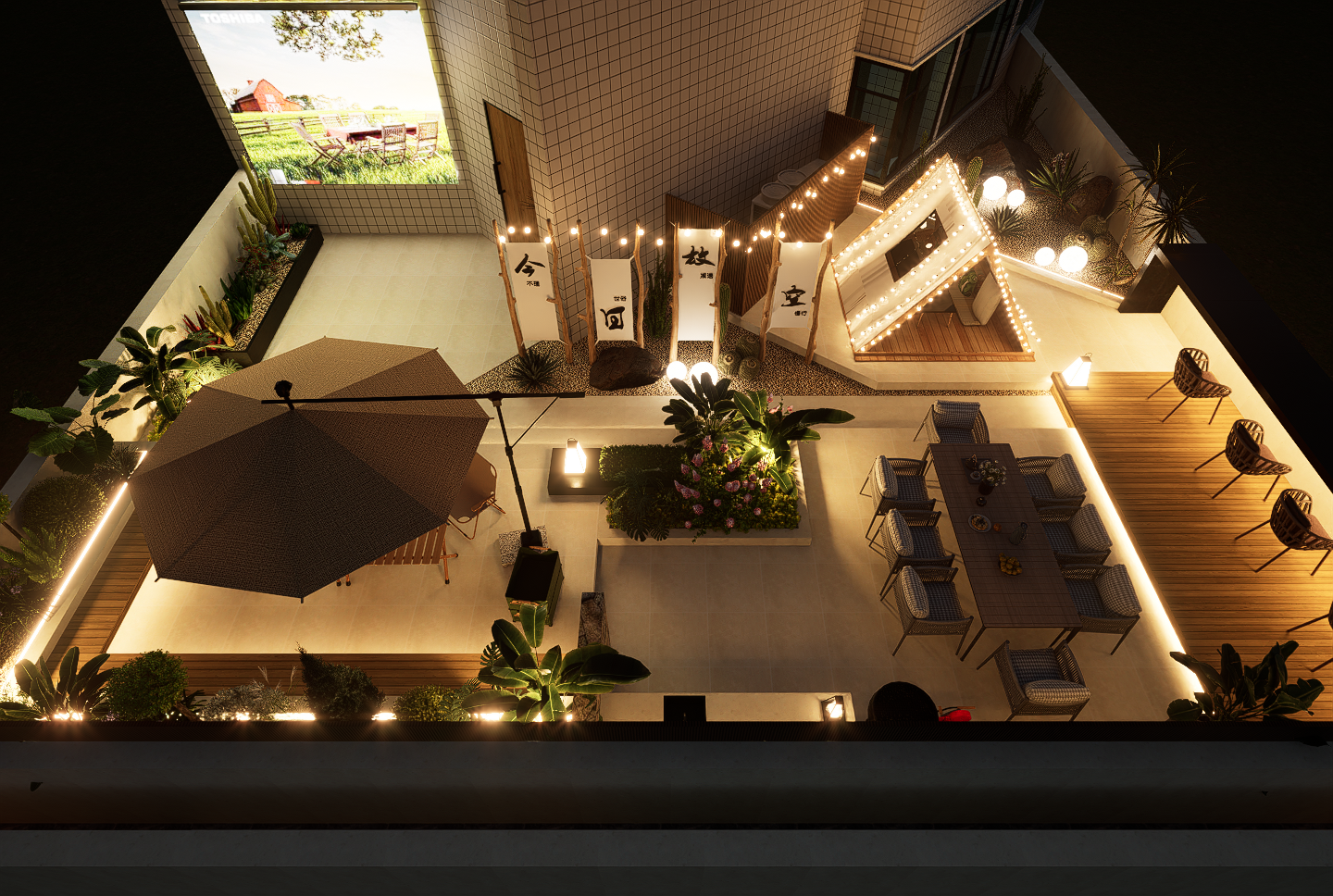 重庆70平方屋顶露营风庭院效果图设计丨中国重庆-10