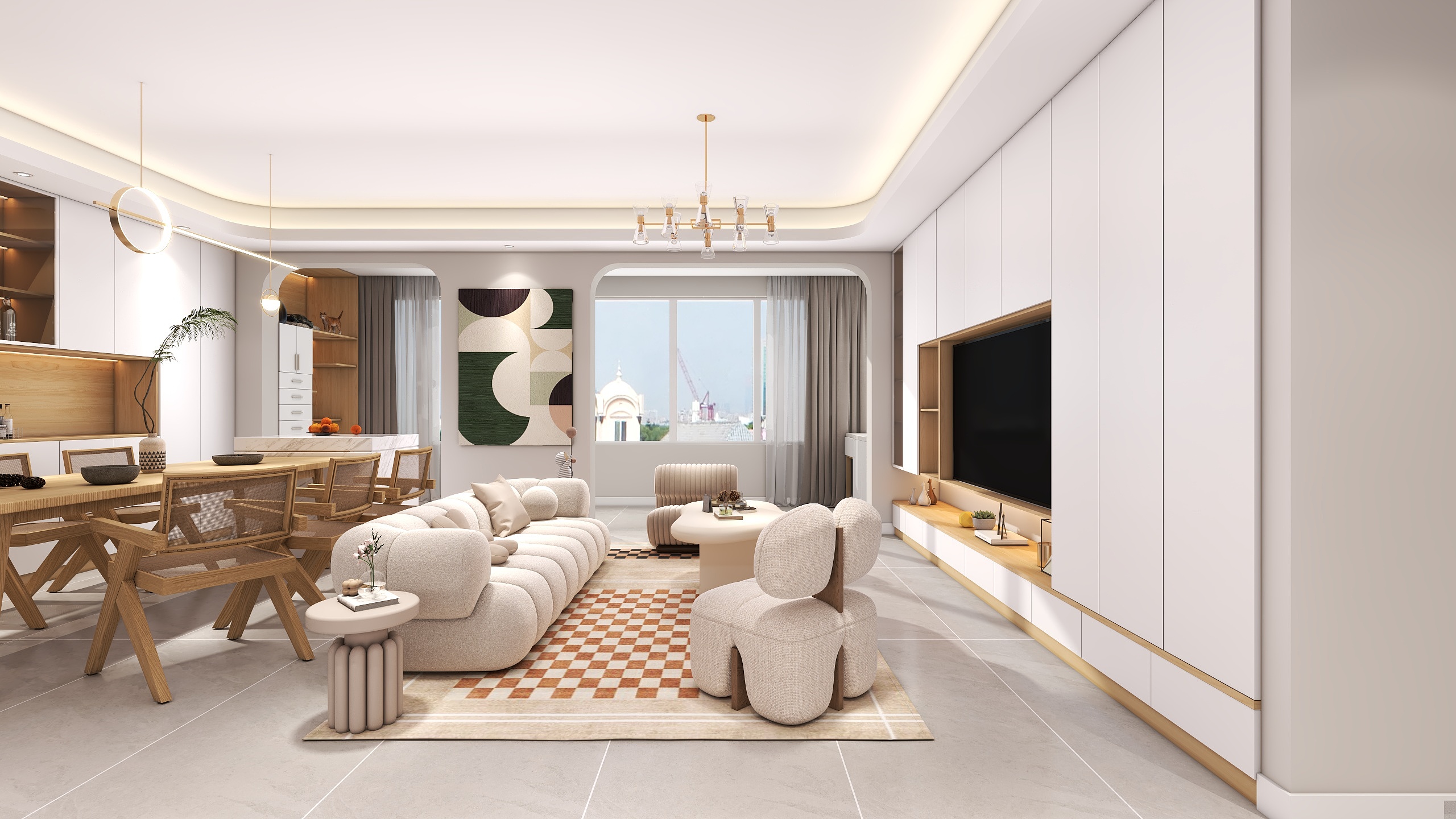 四川成都听湖九园（142平现代简约四居室）-3