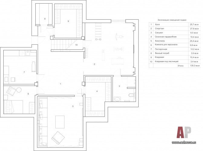 莫斯科郊外带阁楼的三层现代法式古典风格住宅丨俄罗斯莫斯科丨Шалдыбина Светлана（谢尔盖·沙尔迪宾娜）-66