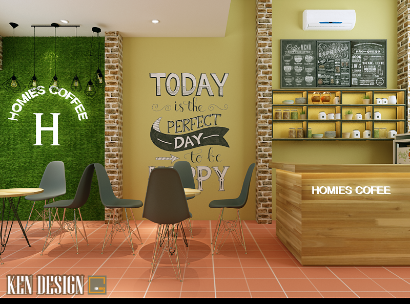 Quán trà sữa cô Thu phong cách hiện đại - Bản thiết kế 3D-6