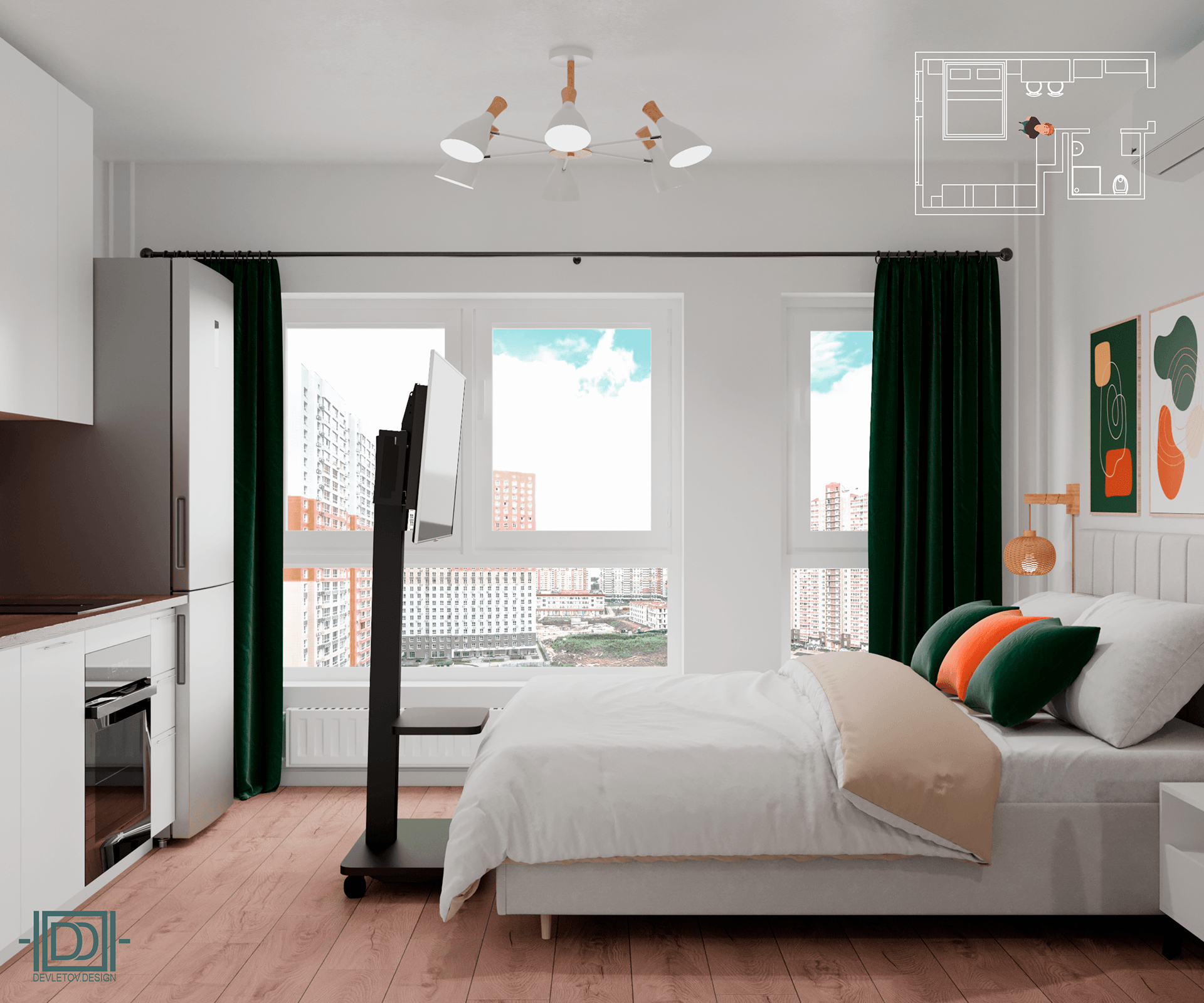 Студия во Внуково公寓短租装修项目-15