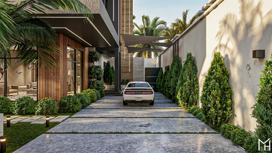 Modern Villa Facade & Landscape-16