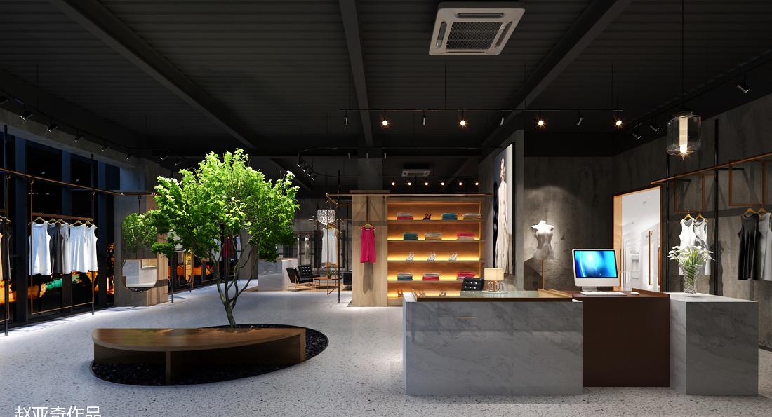北京某品牌服装展厅 | 复古风水泥木质空间-0