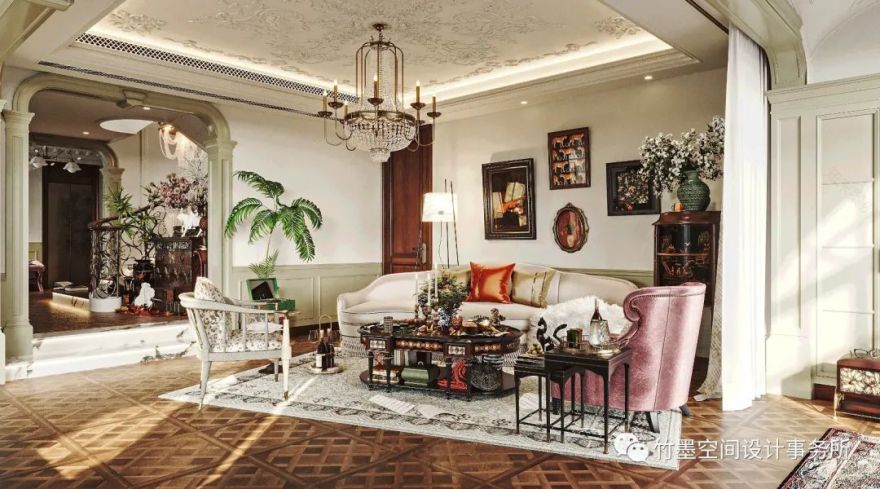 美式复古住宅设计丨竹墨空间设计事务所-1