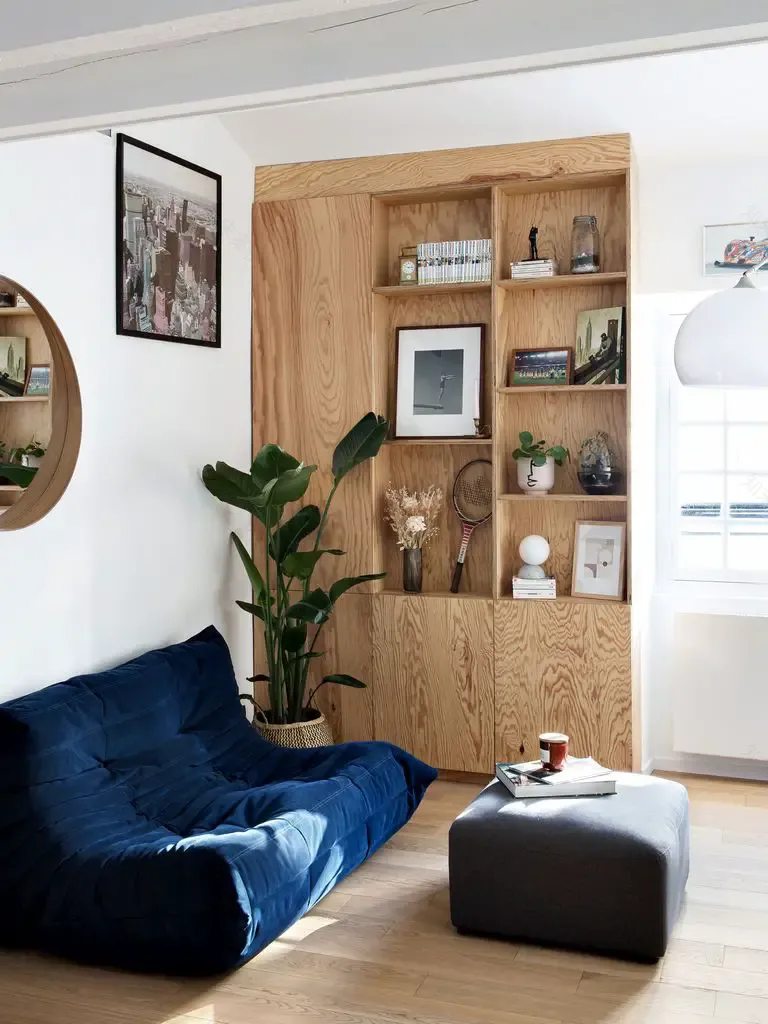 巴黎 50 平米极简双层公寓,蓝色调搭配惊艳设计-1