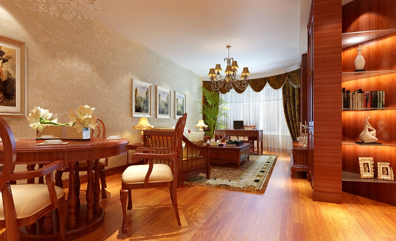 【上海实创装饰】尚海湾豪庭135平三居室美式乡村风格设计-3