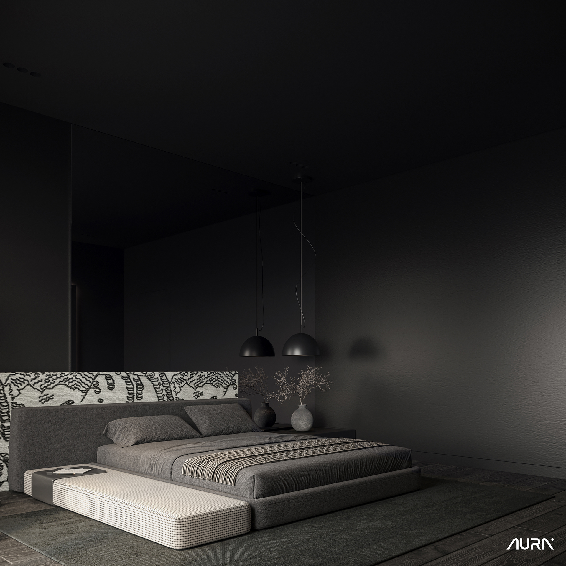 黑色主卧室丨AURA+ Studio-5