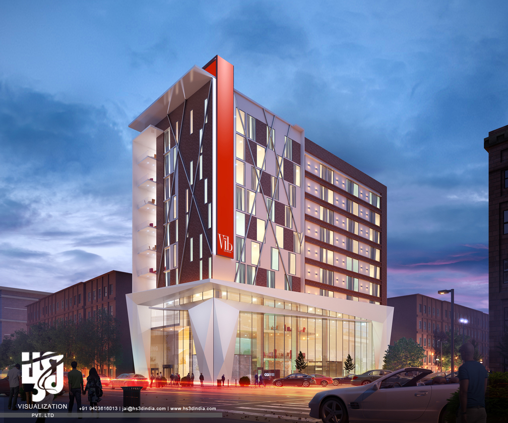 HS 3D 印度打造惊艳夜景商业建筑-4