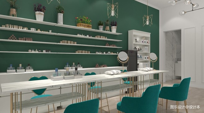 秀美甲店铺设计（墨绿色）-13