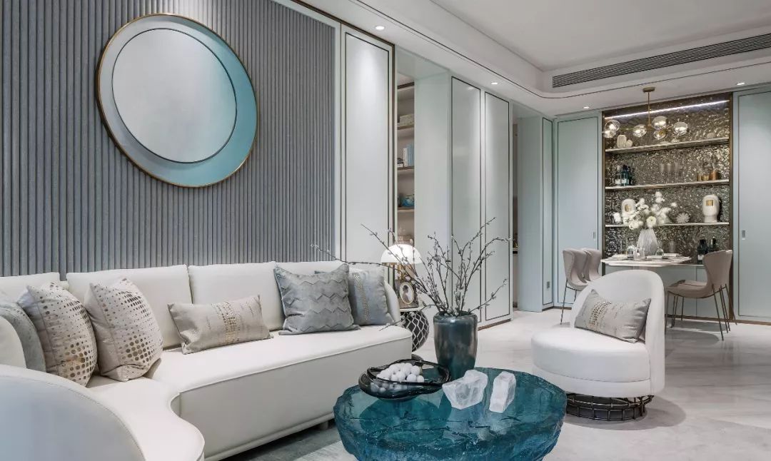 98㎡新中式住宅,蓝调浪漫幸福空间-22