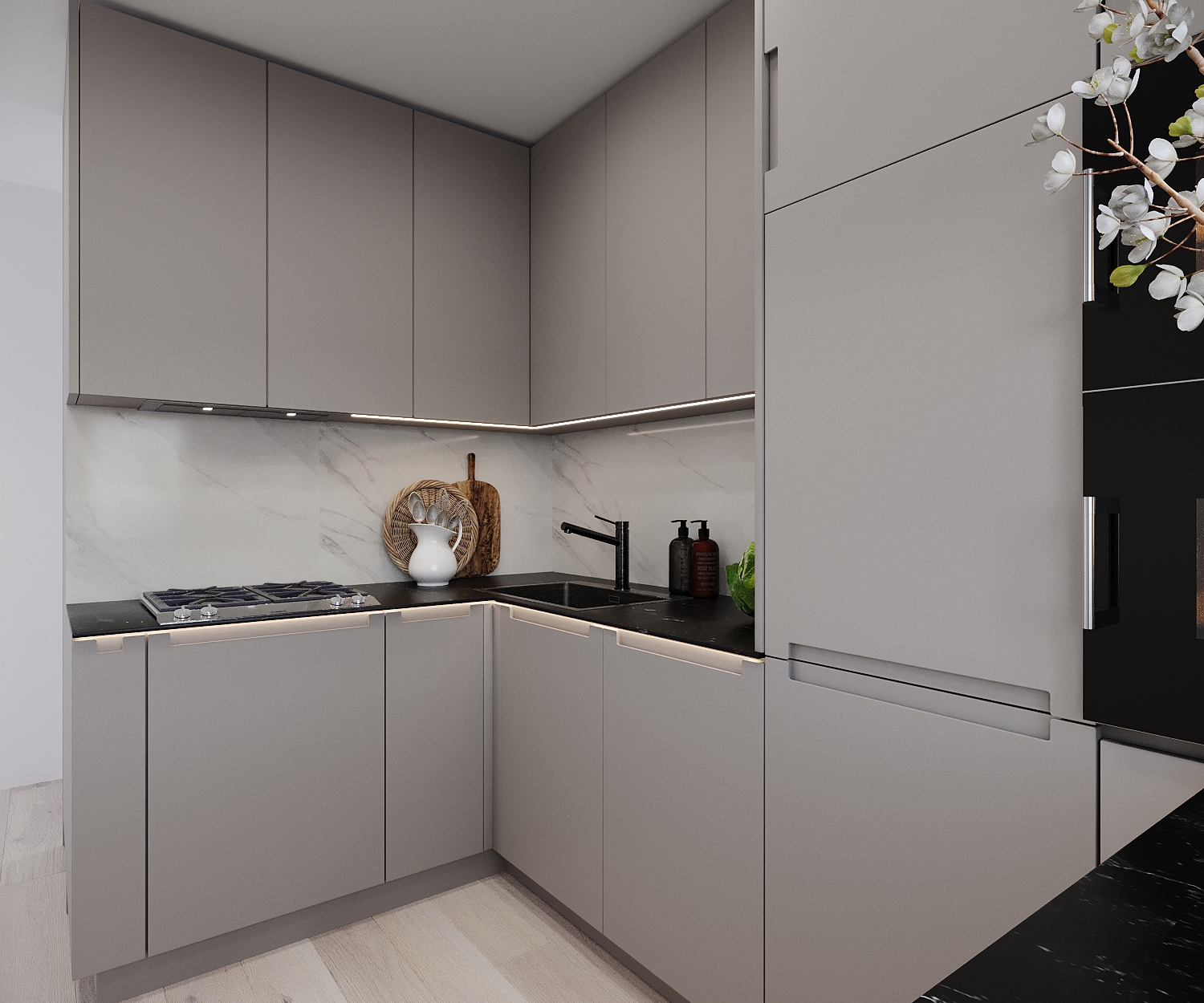 Taupe European kitchen design-1