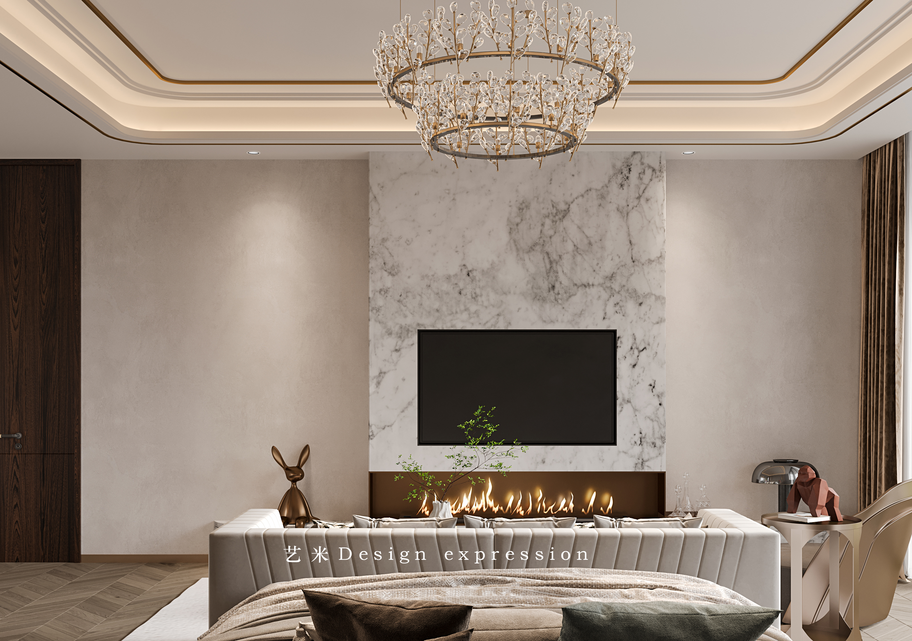 轻奢平层-艺米效果图-8