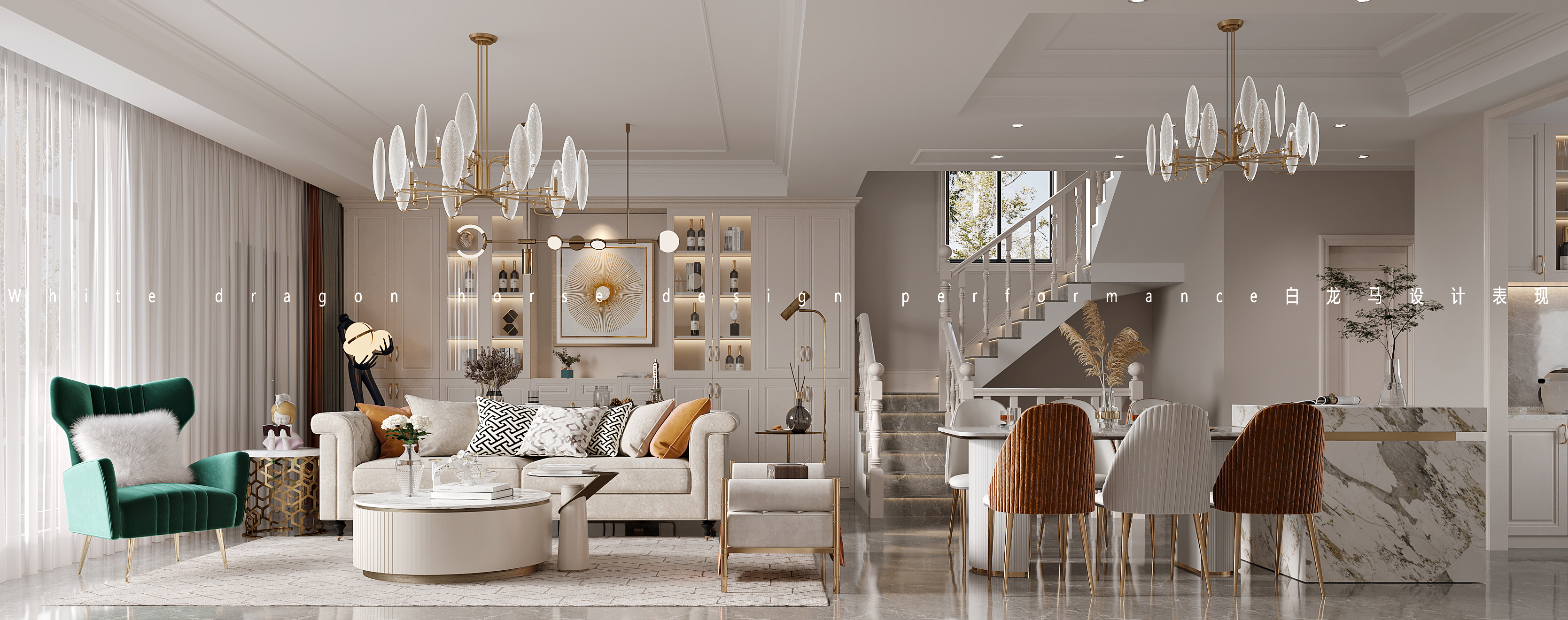 奶油风别墅——白龙马效果图-1