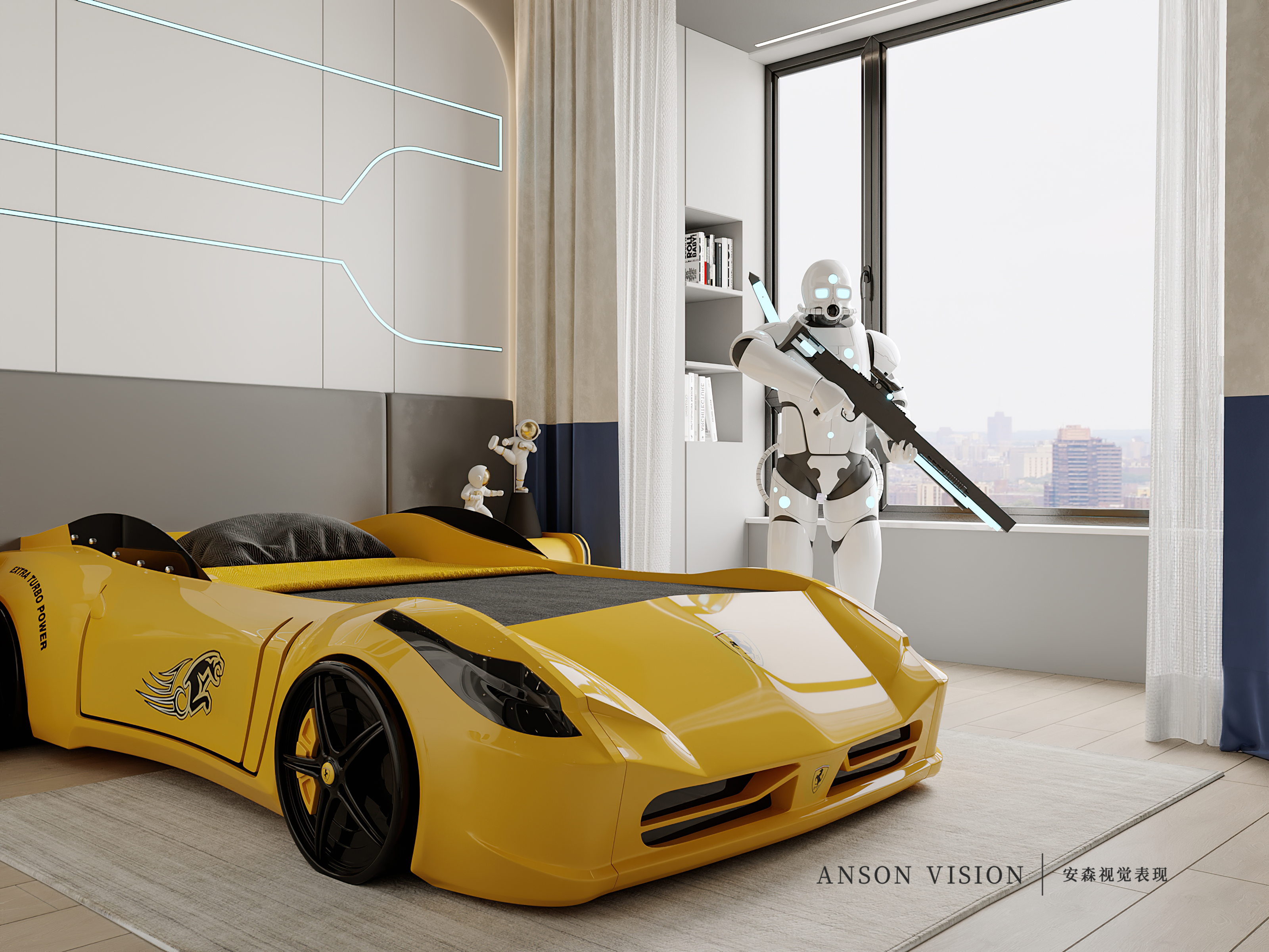 黑与白 现代大平层家装表现丨Ansonvision·蒙头睡-16