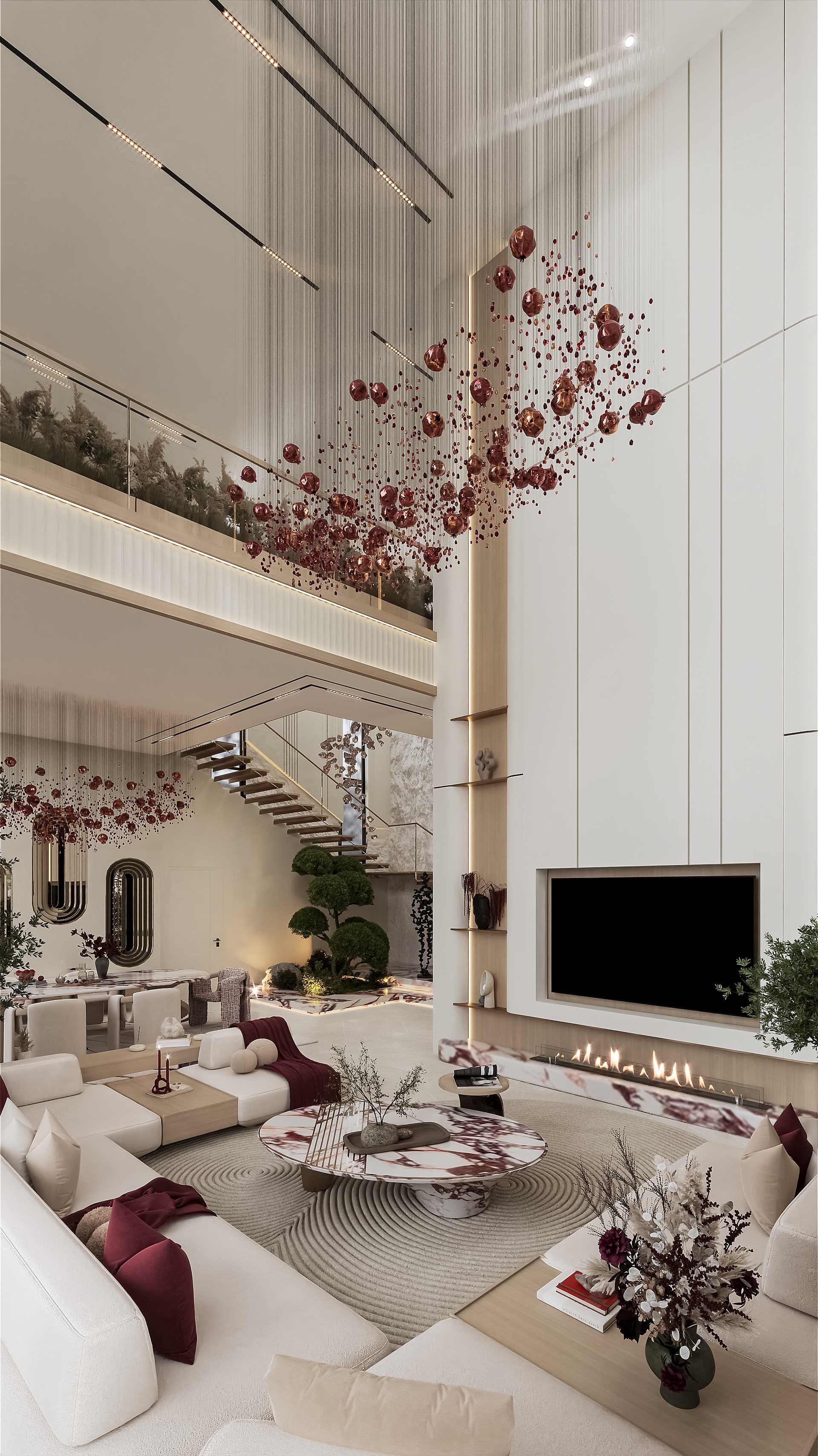 豪华挑高双层客厅丨阿联酋阿布扎比丨MENNA TAREK-11