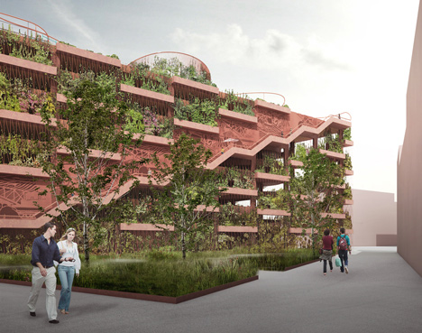 Car park by JAJA Architects features a planted facade and rooftop park-2