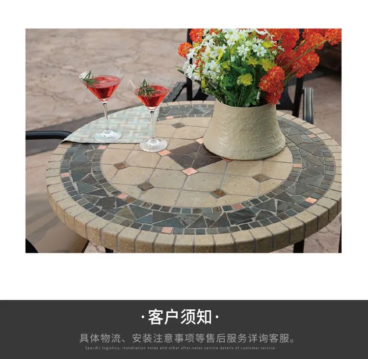 户外卡里纳石材长桌铸铝桌椅组合-5