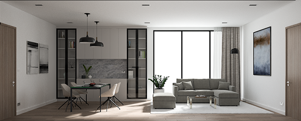 公寓·起居 厨房 用餐区丨阿联酋迪拜丨PIEAJET LIN-3