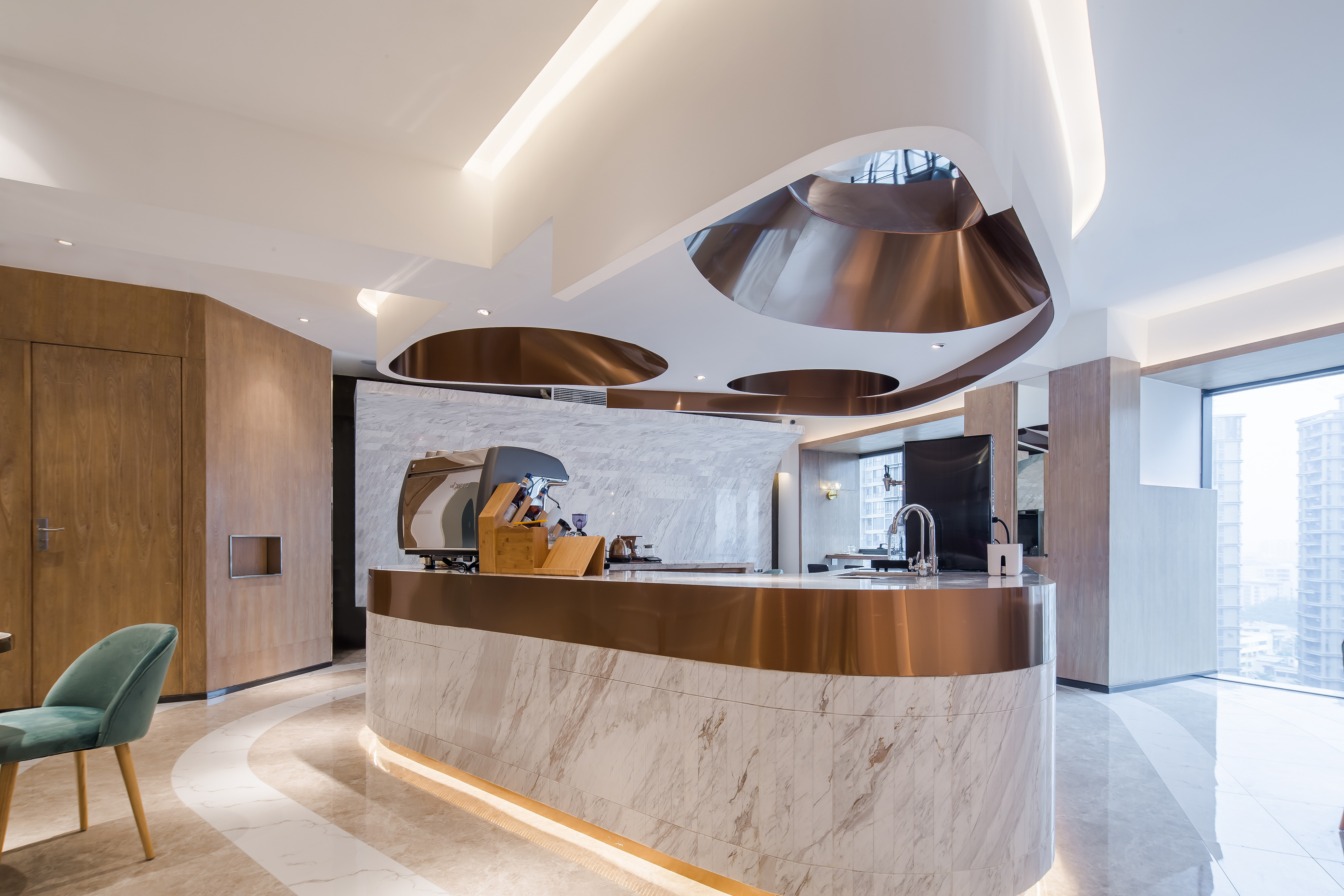 E²CAFEDesign 咖啡厅 | 弧线灵动,划分多重空间-6