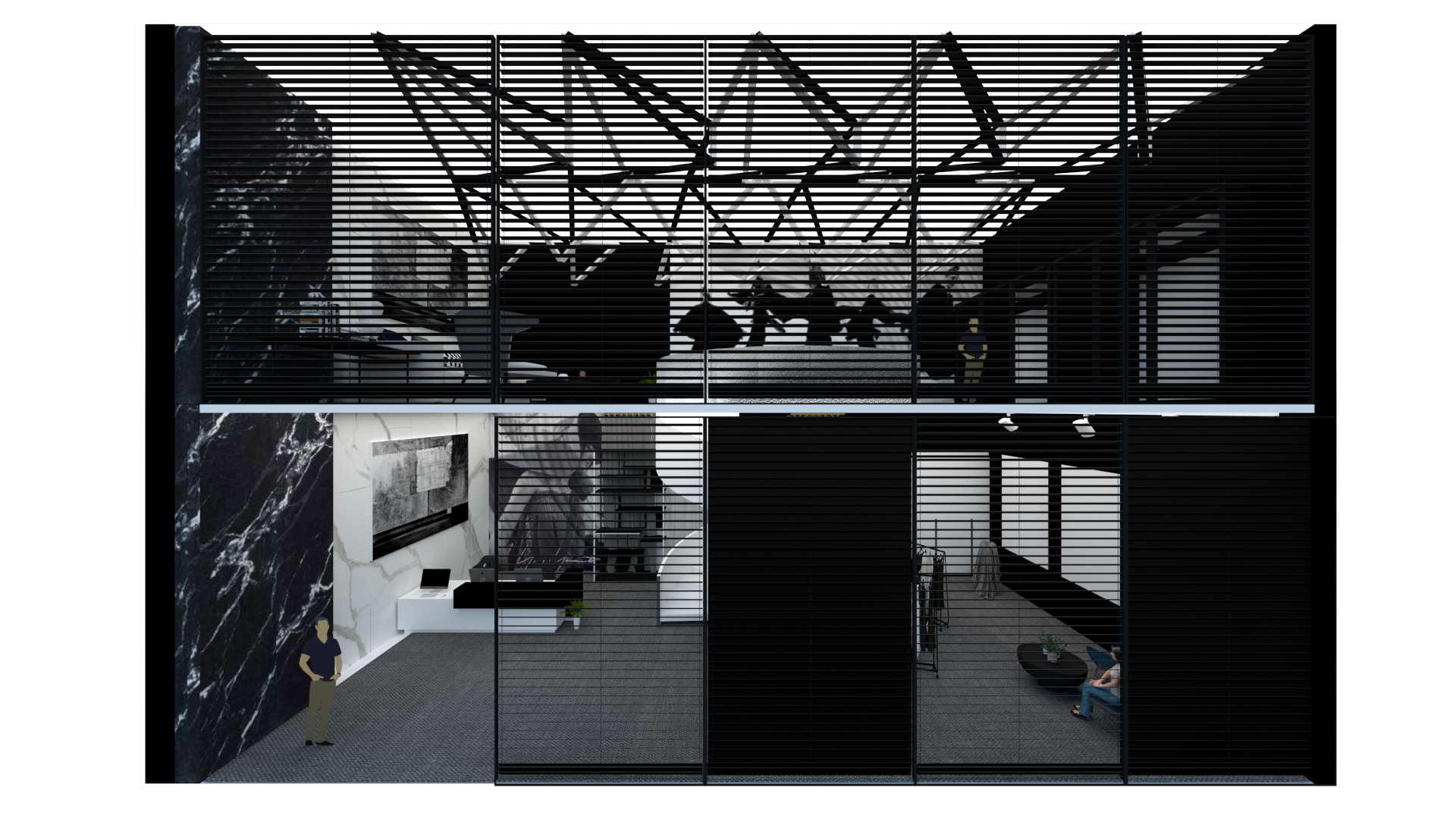 山本耀司黑白和不对称设计展示空间-2