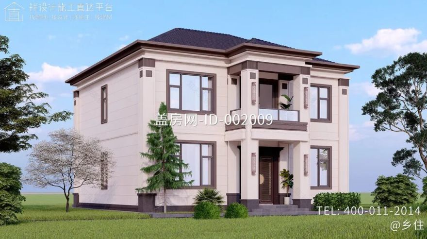 【设计师案例】土建参考造价47万,面宽11.4m×进深11.1m湖南衡阳二层新中式别墅-27