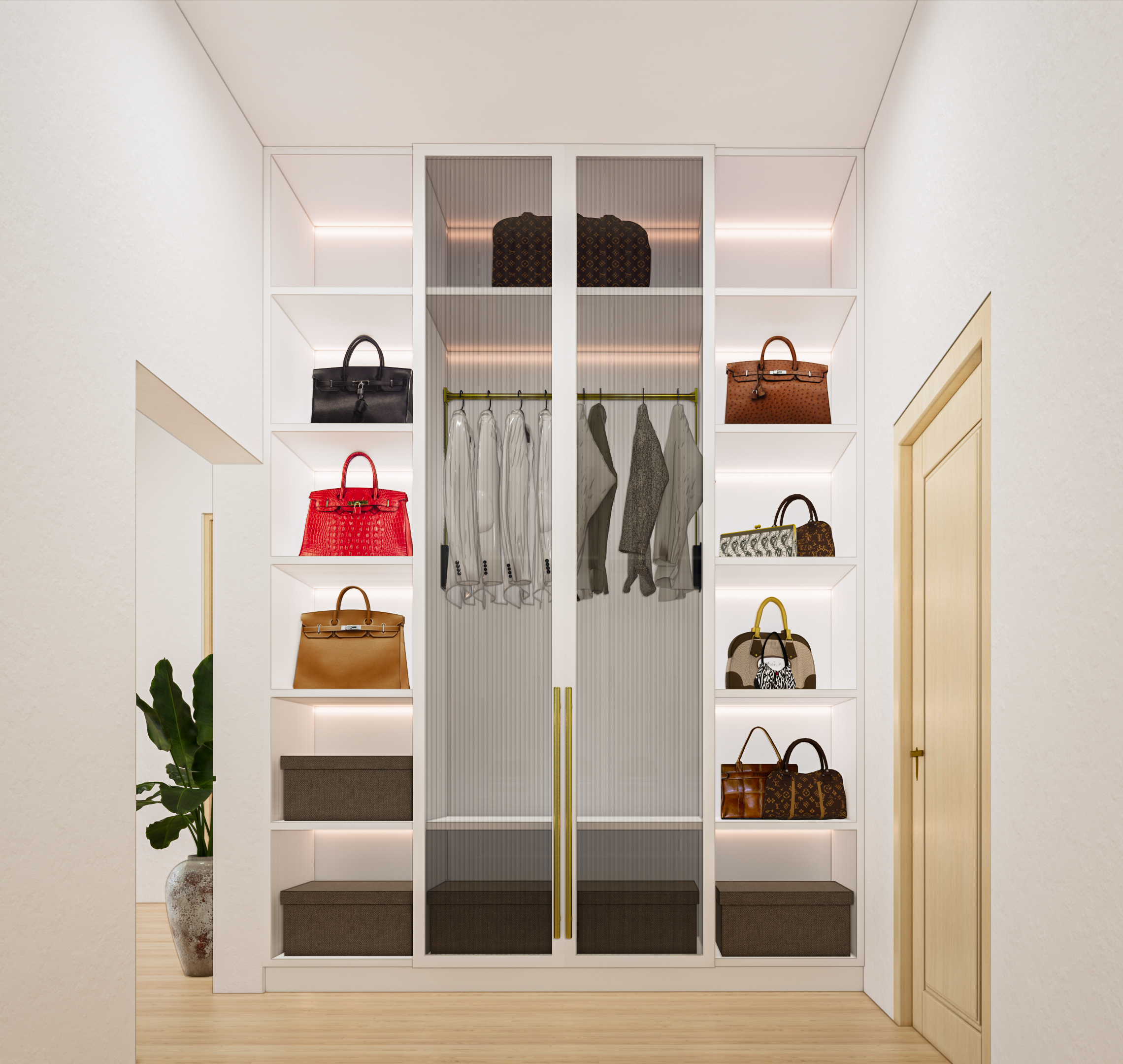 现代优雅带工作区主卧设计-10