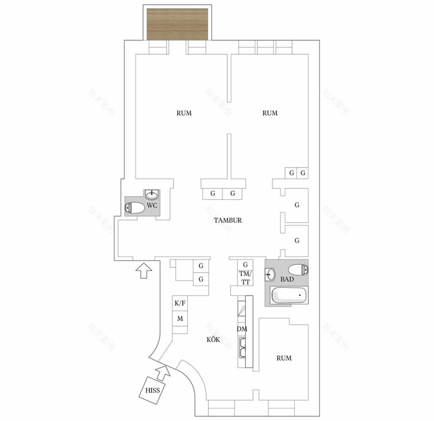 北欧风格粉色天花板公寓设计-23