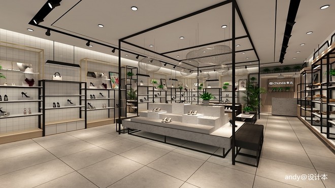 春达鞋店20万元95平米购物空间装修-14