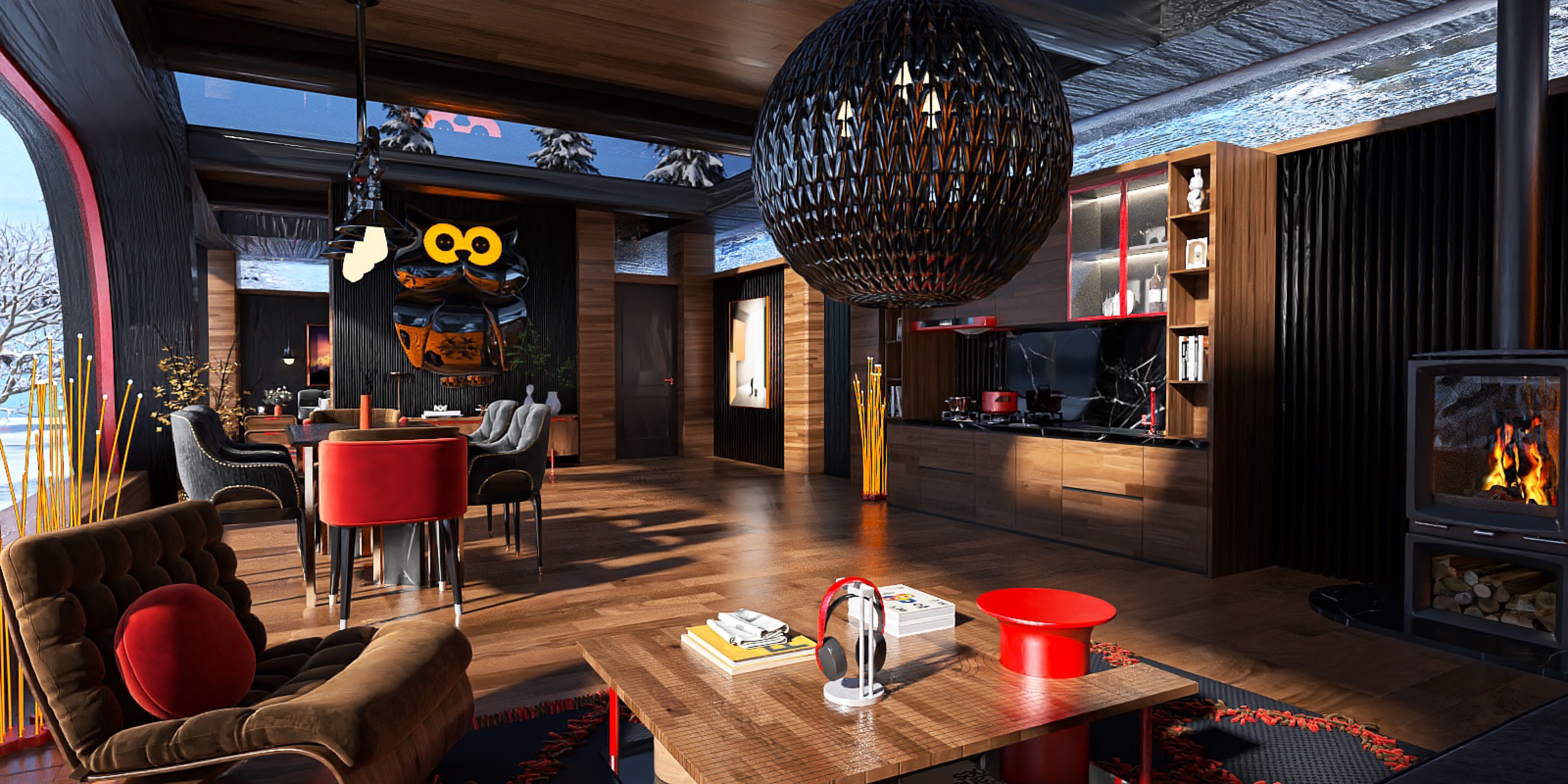 Black House in a Winter Landscape – 3D Design Project-3